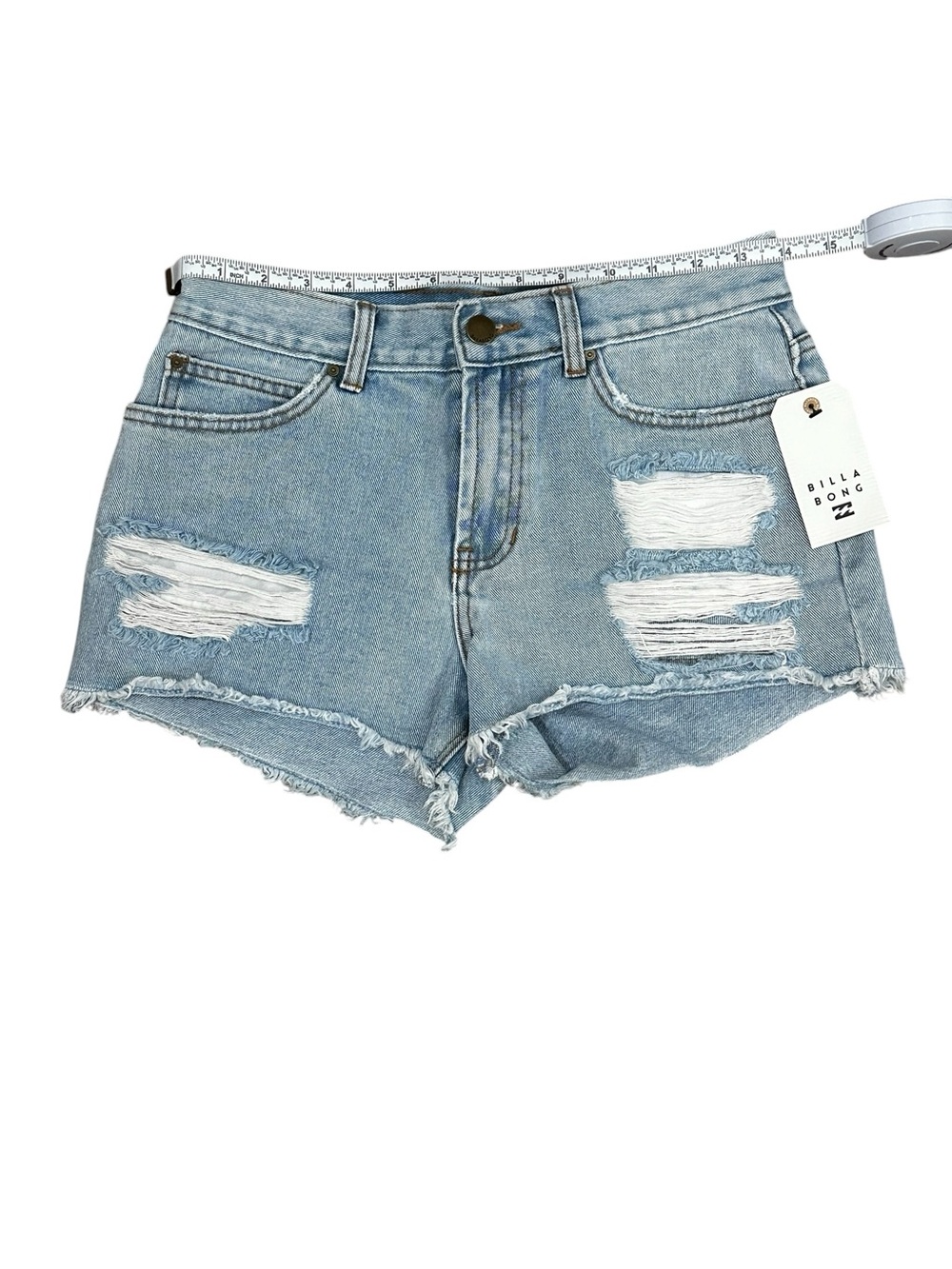 NEW Billabong Drift Away Shorts Light Wash Frayed Hem & Distressed Denim Size 25 - Picture 9 of 11